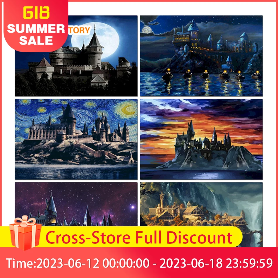 CHENISTORY Painting By Number Kits Castle Home Decor Painting By Numbers Landscape Drawing On Canvas HandPainted Art DIY Gift