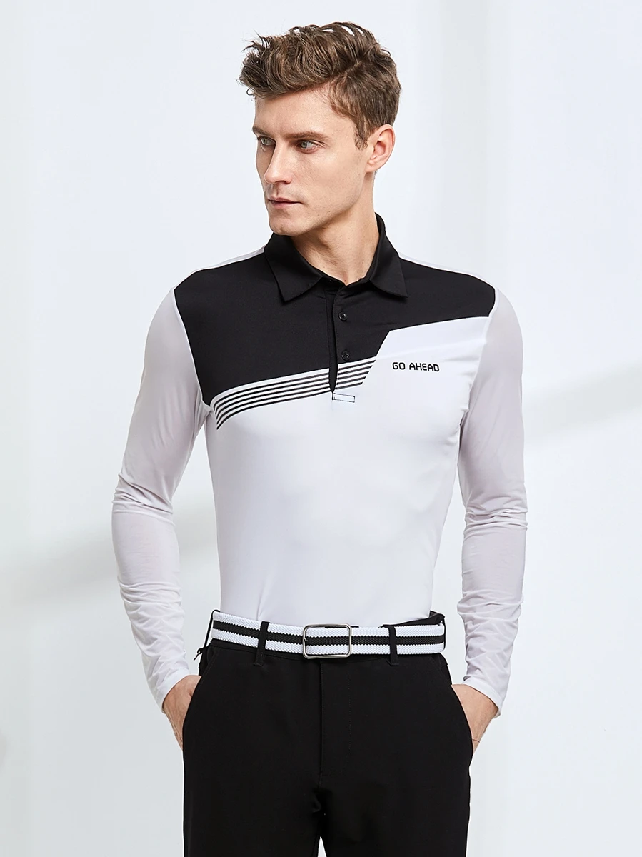 

Golf clothes men's long-sleeved t-shirt spring and summer golf ice silk sunscreen top clothing men's lapel Polo shirt
