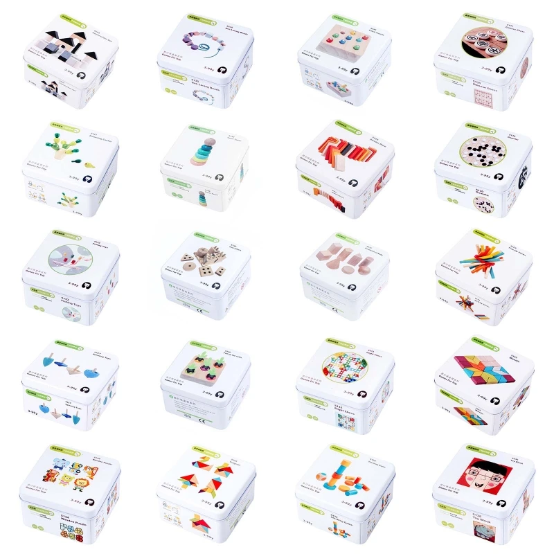 

Creative Jigsaw Puzzle Travel Box Colorful Tangram Cube Chess Game Toddler Kids Toy Education Sorting Toy Preschool Gift