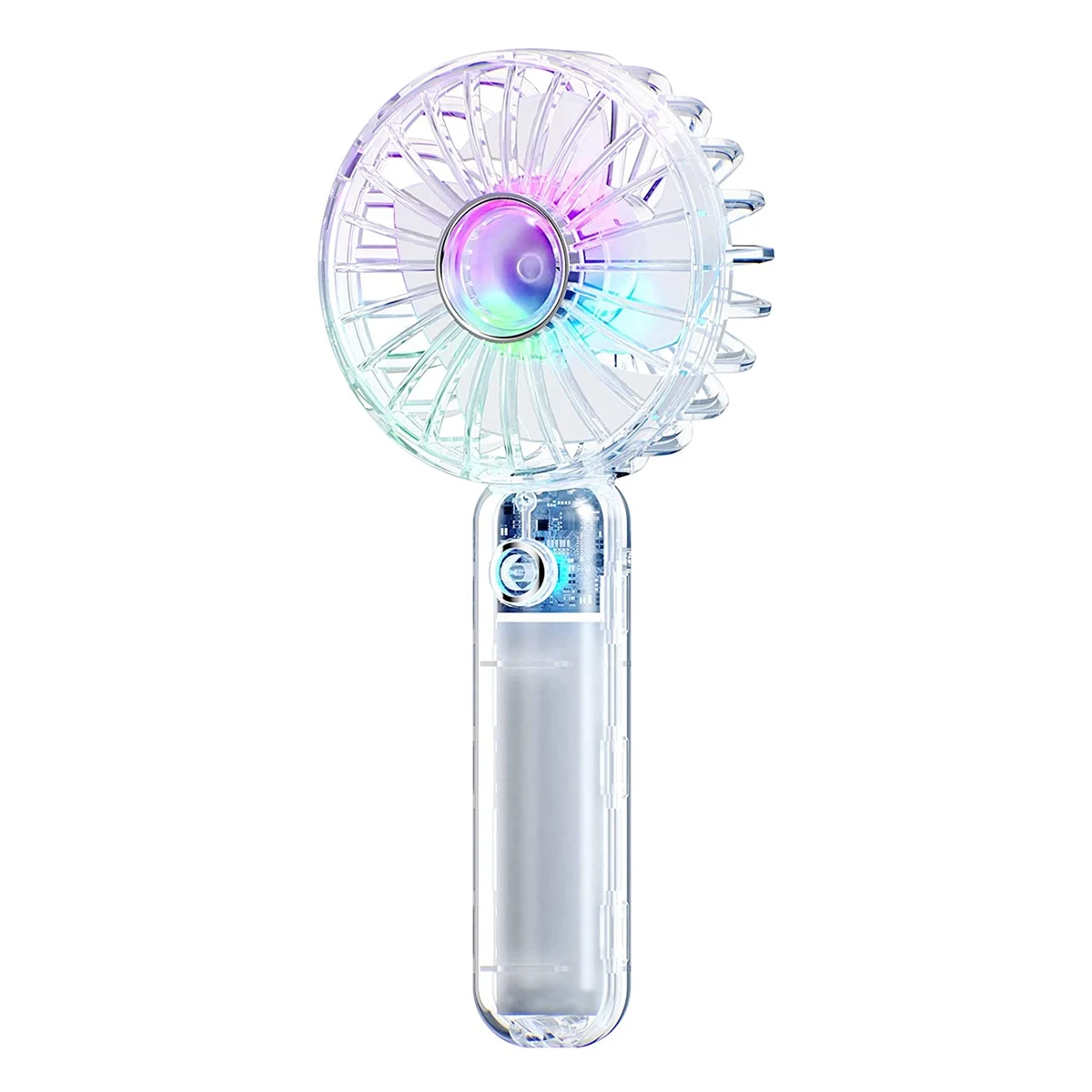 

Handheld Fan Portable Fan Speed Adjustable, USB Rechargeable Fan with 7 LED Colorful Nightlight for Outdoor, Travel