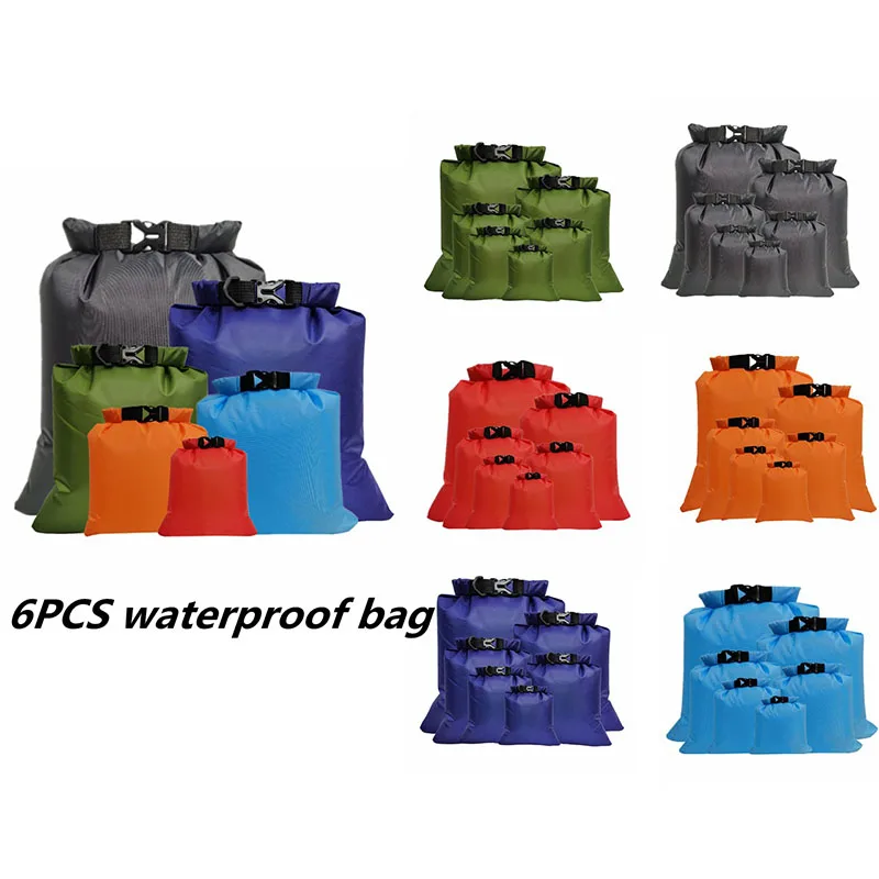 

6PC Waterproof Water Resistant Dry Bag Sack Storage Pack Pouch Swimming Kayaking Canoeing River Trekking Boating Sailing Fishing