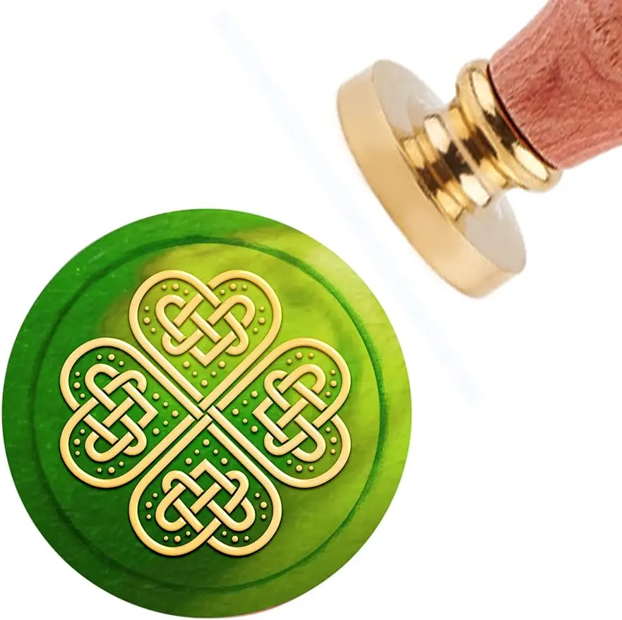 

1PC Four-Leaf Clover Wax Seal Stamp Celtic Knot Vintage Sealing Wax Stamps Love 30mm Removable Brass Head Sealing Stamp