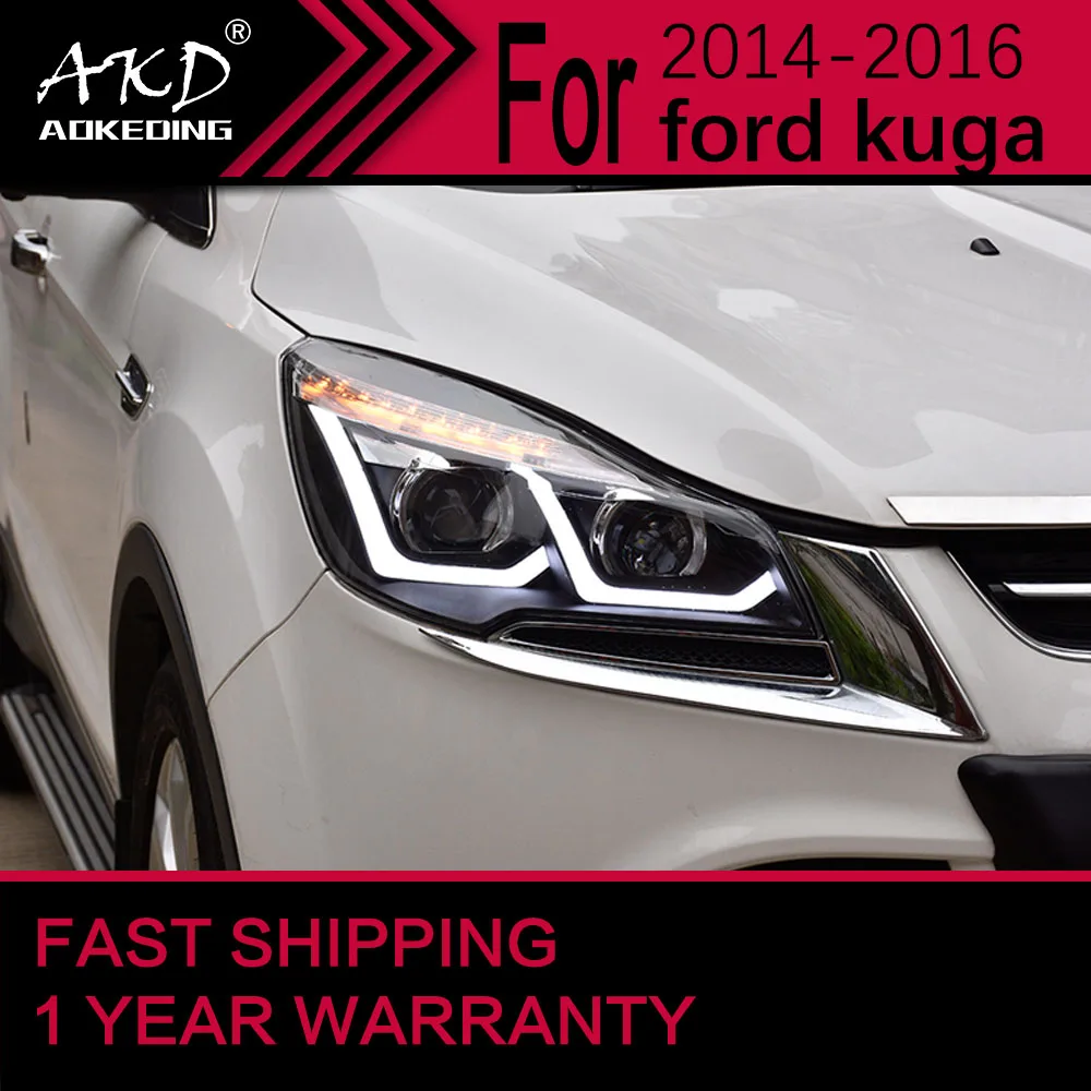 

Автомобильные фары для Ford Escape, светодиодный ная фара 2014-2016 Kuga, передняя фара Drl, автомобильная проекционная линза