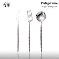 portugal mirror light bamboo stainless steel knife fork spoon set chopsticks spoon hotel commercial household tableware