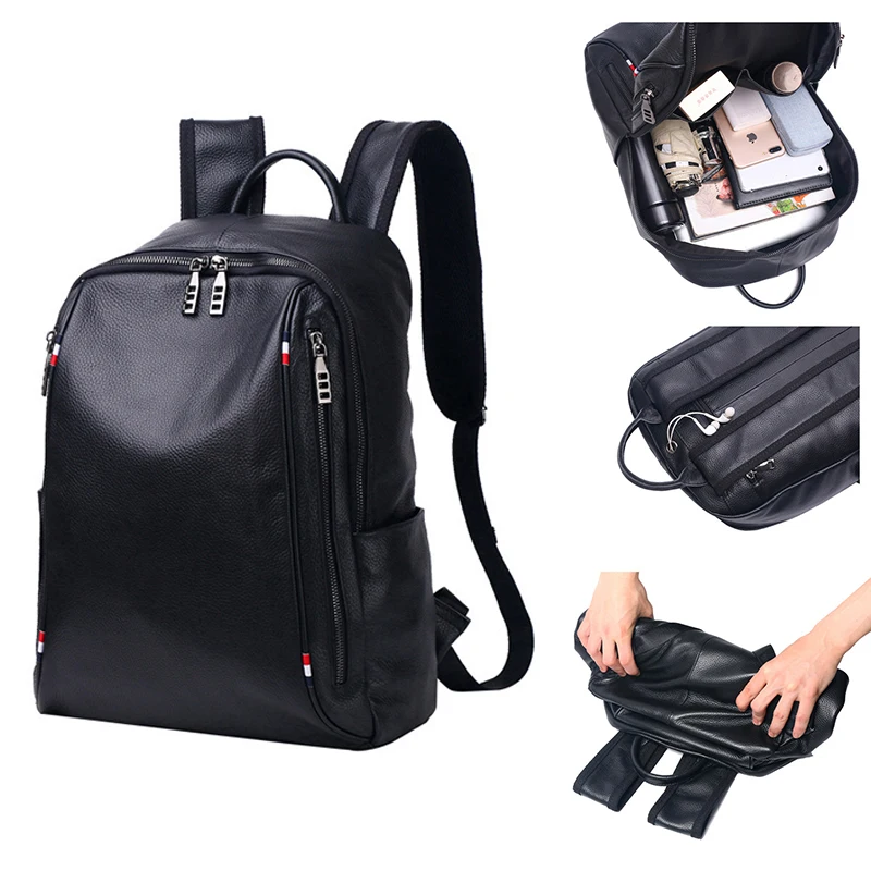 

Рюкзак из натуральной воловьей кожи для мужчин и женщин, водонепроницаемый спортивный дорожный портфель с верхним слоем, школьный ранец, Повседневная сумка