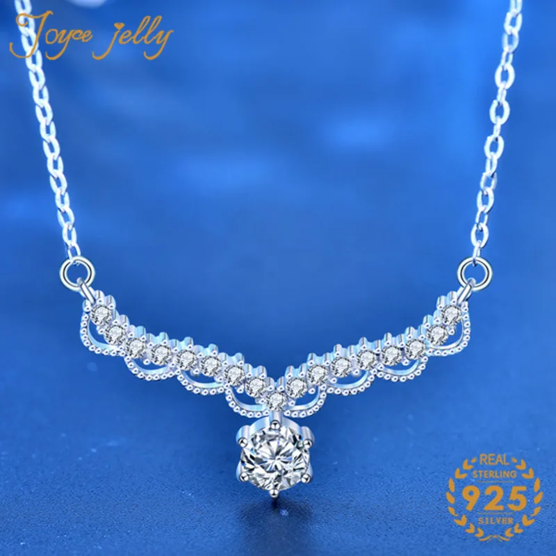 

JoyceJelly 925 Silver Jewelry Moissanite Gorgeous Christmas Chain Antler Pendant Necklace Female Summer For Women Charm Party