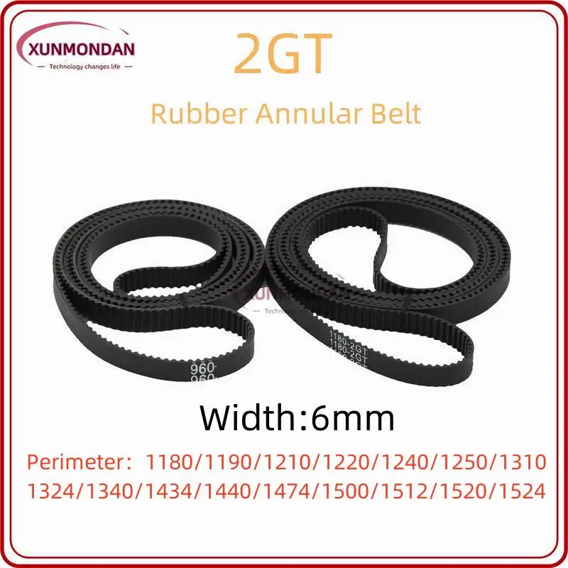 

Xunmondan 2GT/GT2 Timing Belt 1180/1190/1210/1220/1240/1250/1310/1324/1340/1434/1440/1474/1500/1512/1520/1524mm Belt Width 6mm