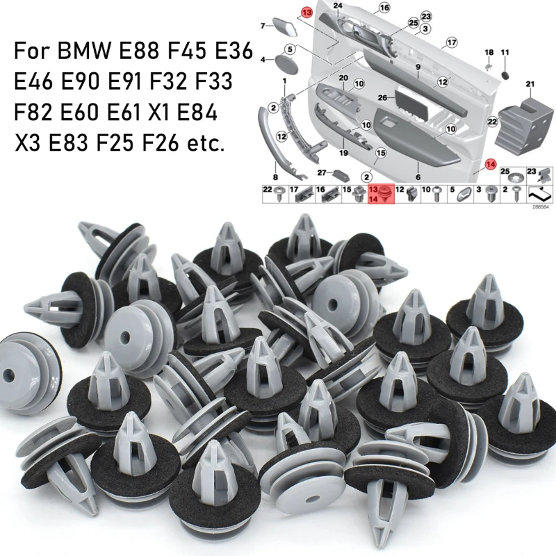 

100pcs of Automotive Fasteners Clip,automotive Steel Plate Lining Fixing Buckle Suitable for BMW E88 F45 E36 E46 E90 E91 F32 F33