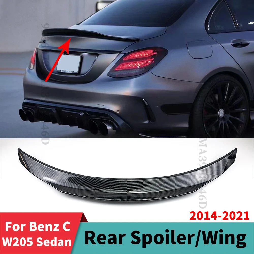 Для Mercedes Benz C W205 и C63 C43 AMG 4 двери 2014-2021 задний спойлер крыло Facelift багажник губа Хвост Спорт ремонт аксессуары отделка