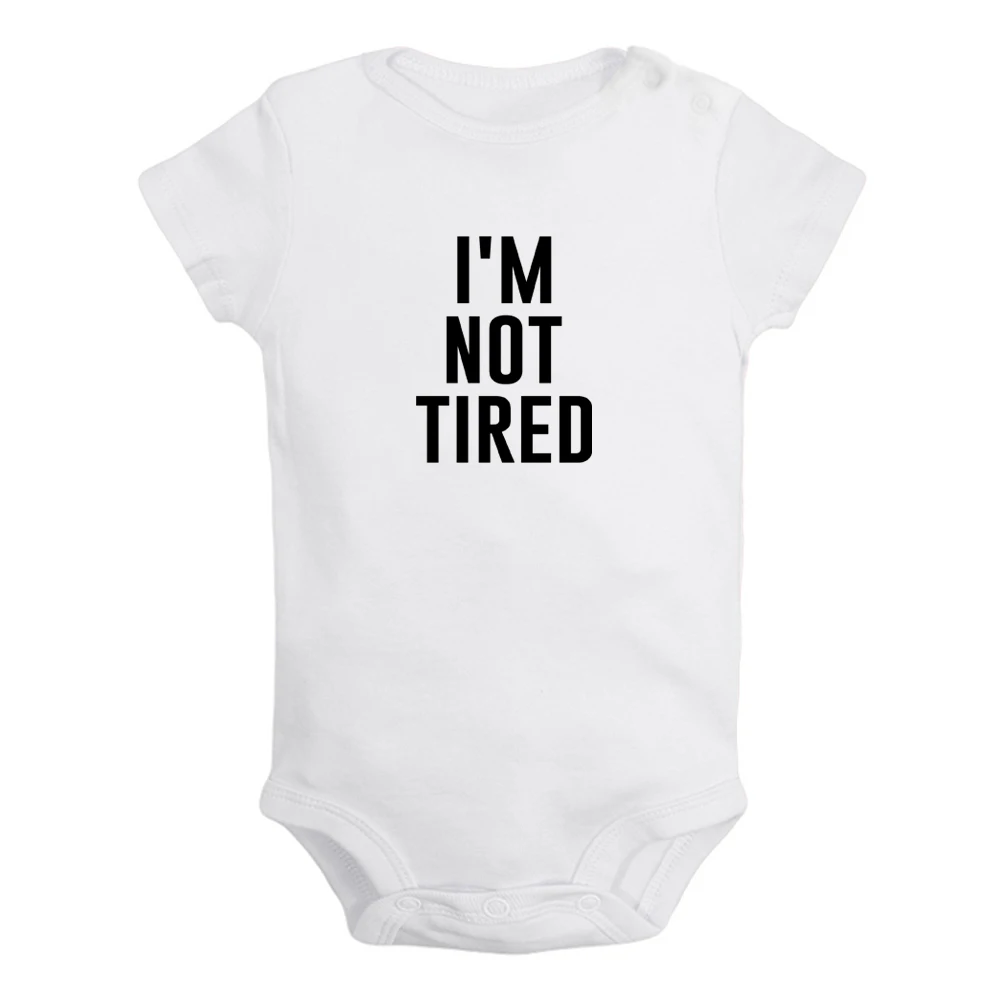 

iDzn NEW I'm Not Tired Cute Fun Print Baby Rompers Boys Girls Bodysuit Infant Short Sleeves Jumpsuit Kids Soft Clothes