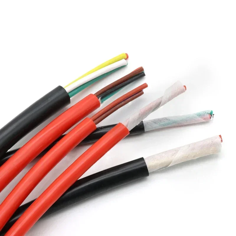 Black Multicore Heat resistant Sheath Silicone wire Square 0.3mm ~Square 6mm Tinned Copper Soft 2 3 4 6 Cores Electrico cable