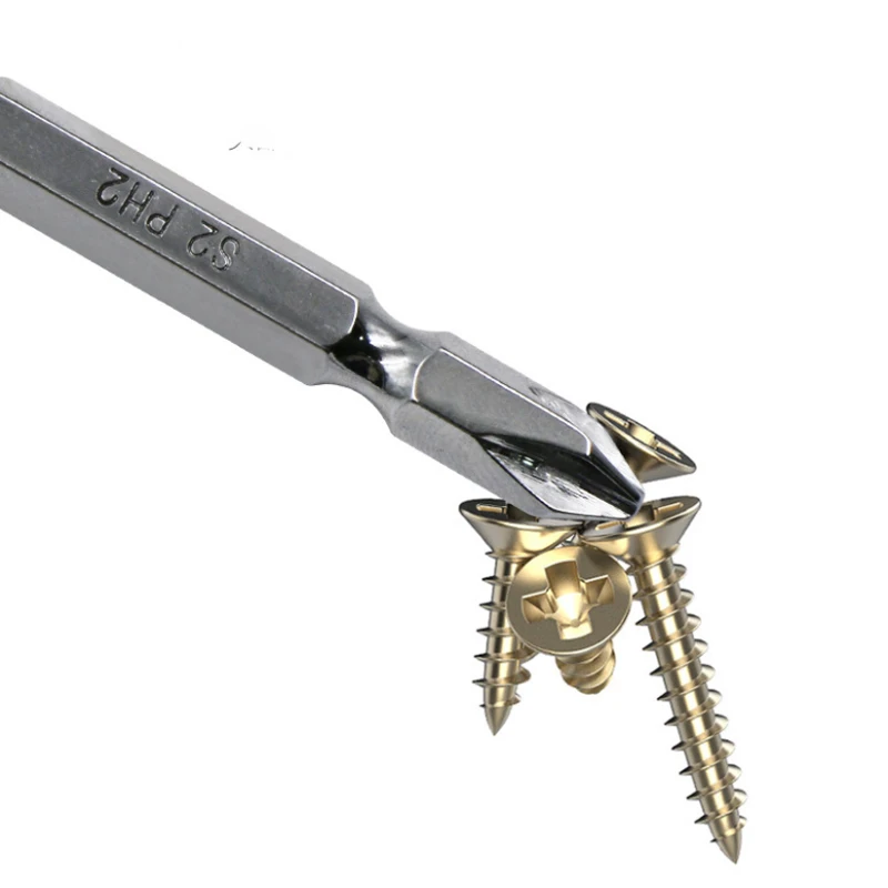 3 шт. Набор магнитных насадок для шуруповерта S2 из сплава стали с антиползучим крестообразным сверлом высокой твердости PH2.