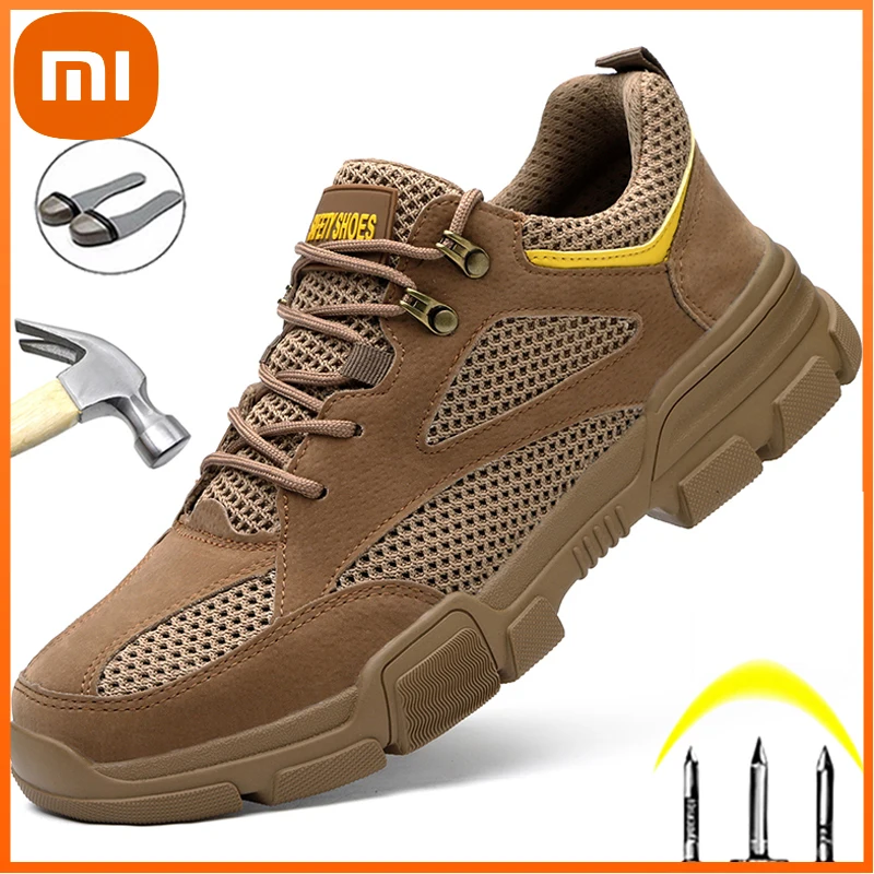 

XIAOMI Breathable Safety Shoes Men Work Sneakers Steel Toe Protective Shoes Men Boots Anti-puncture Work Shoes Footwear