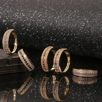 new fashion jewelry copper inlaid cubic zirconia ring luxury couple engagement wedding ring gift