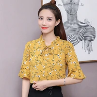 floral trumpet sleeve chiffon shirt womens clothing 2022 summer new ladies bottoming shirt v neck small fresh top simple trendy