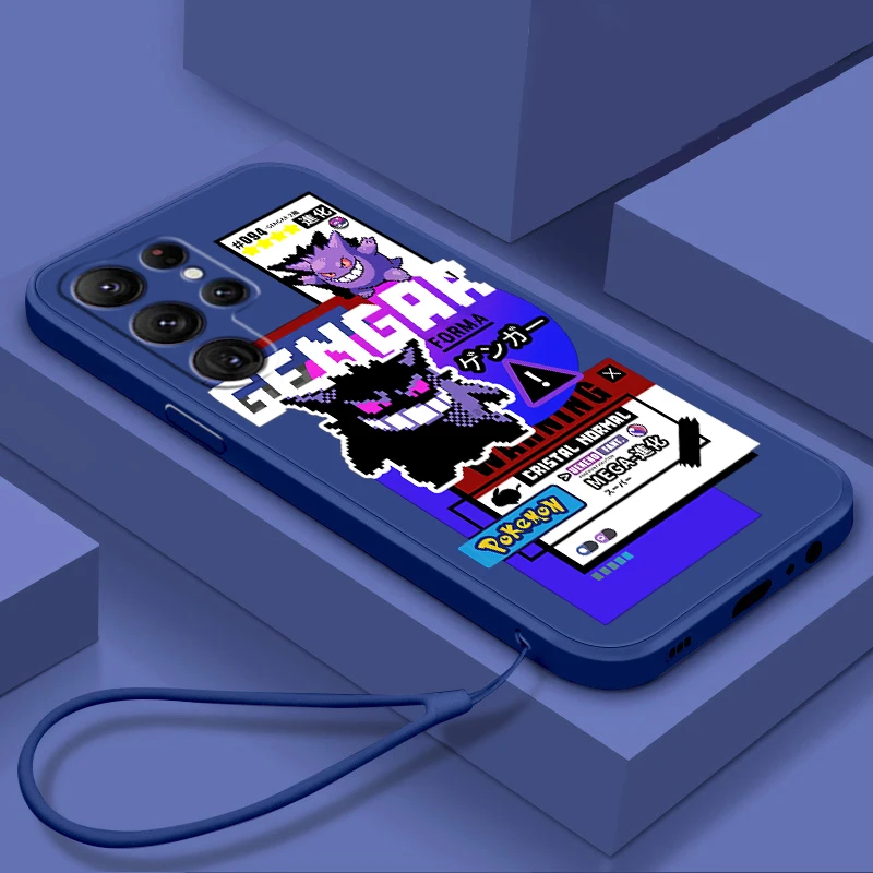 

Liquid Rope Cover Pokemon Pikachu Gengar Cute Phone Case For Samsung Galaxy S23 S22 S21 S20 FE S10 Plus Lite Ultra 5G Funda