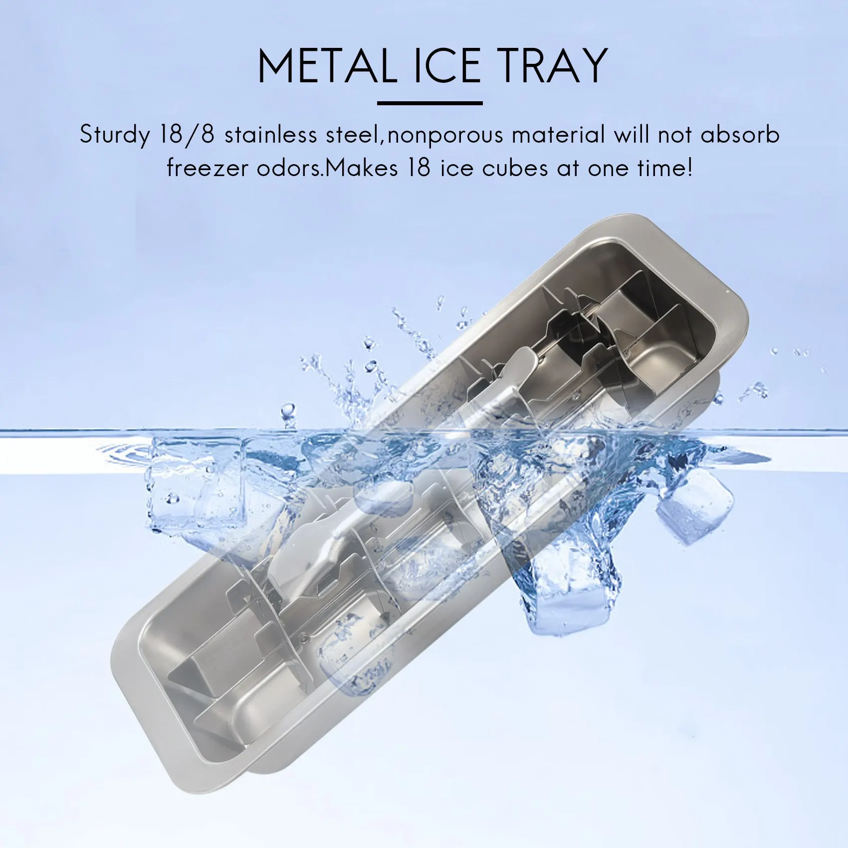 

Lever-Style Ice Tray, 2 in 1 Stainless Steel Ice Making Mold and Ice Cracker