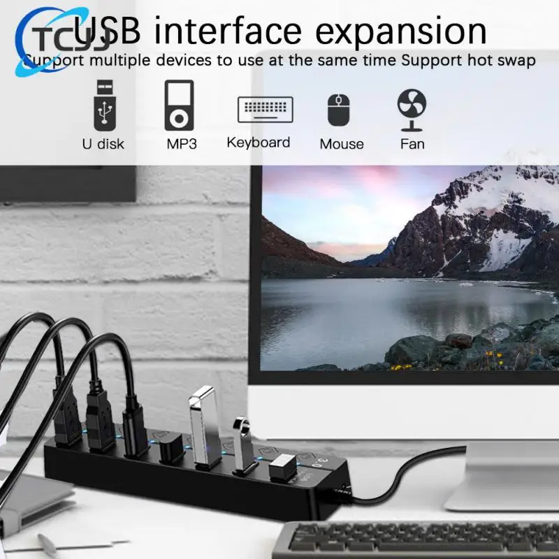 

Стабильный 7-портовый Usb3.0 7-портовый концентратор расширения 5gps док-станция Usb-адаптер Аксессуары для ноутбука Многофункциональный Usb-конце...