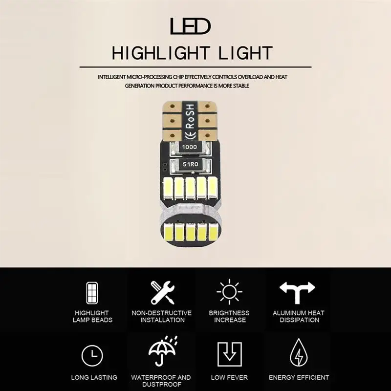 Светодиодная лампа Canbus T10 W5w 194 4014 15-smd 10 светодиодный т. |