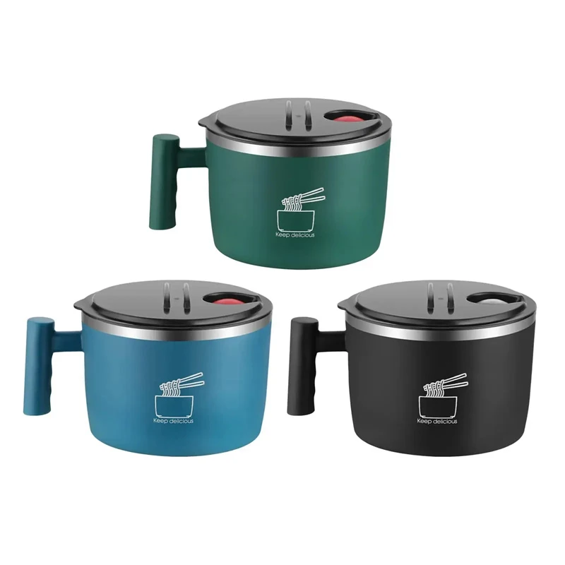 Милая миска для рамен из нержавеющей стали объемом 1000 мл с крышкой лапши быстрого