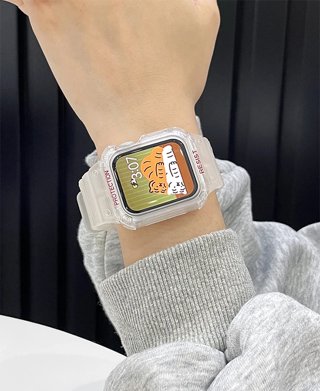 Case+Strap For Apple Watch Band 41mm 45mm  ​44mm 40mm 42mm 38mm Silicone Belt Bracelet For iWatch Serie8 SE 7 6 5  4 3 2