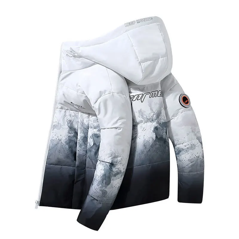 Short Down Jacket Men 2022 New White Duck Down Gradient Color Couples Down Coat