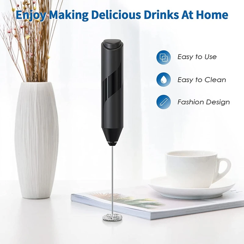 

Electric Milk Frother Handheld,Mini Drink Mixer Coffee Whisk,Battery Operated Powerful Foam Maker For Latte,Matcha Tea