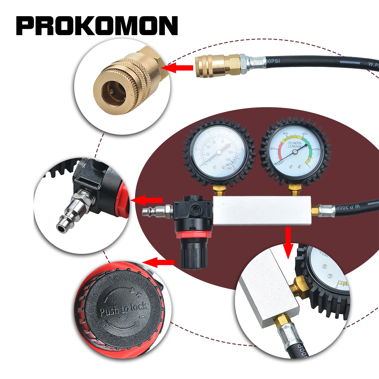 TU-21 Тестер утечки цилиндра и кривошипная пробка для бензинового двигателя