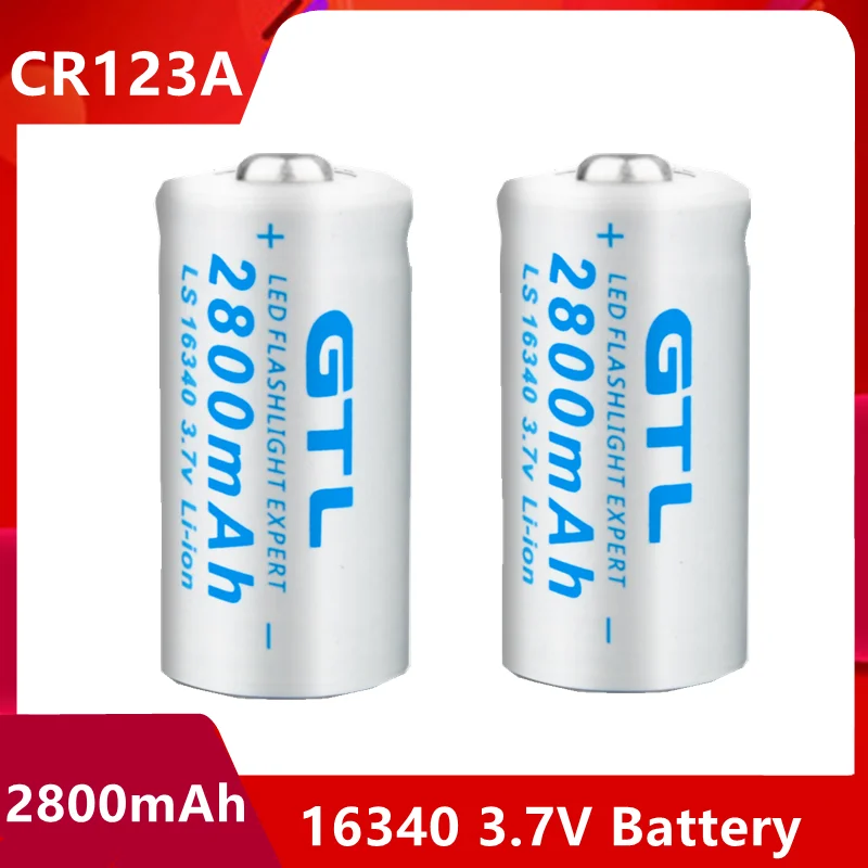 

New High capacity 2800mAh Rechargeable 3.7V Li-ion 16340 Batteries CR123A Battery For LED Flashlight For 16340 CR123A Battery