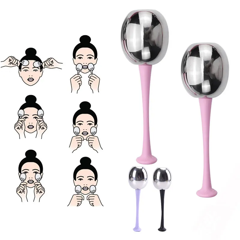 

2pcs Stainless Steel Beauty Ice Globes Massager for Face Anti Aging Skin Care Tool