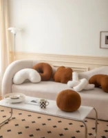 2022 new modern geometric shape sheep roll pillow donut spherical cushion