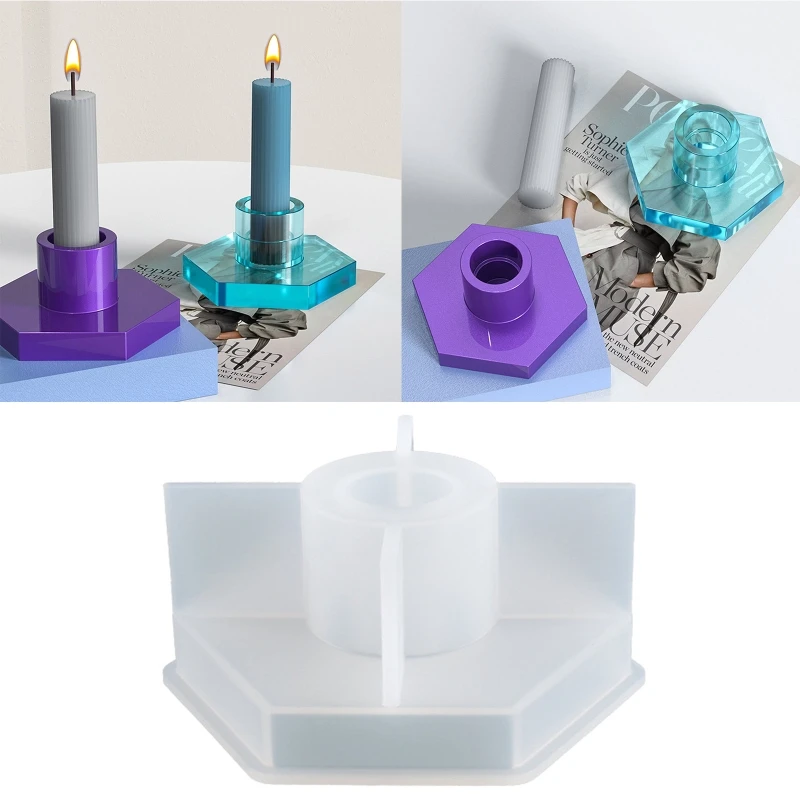 

Hexagonal Base Candle Holder Molds for Epoxy Casting Mold for DIY Candlestick