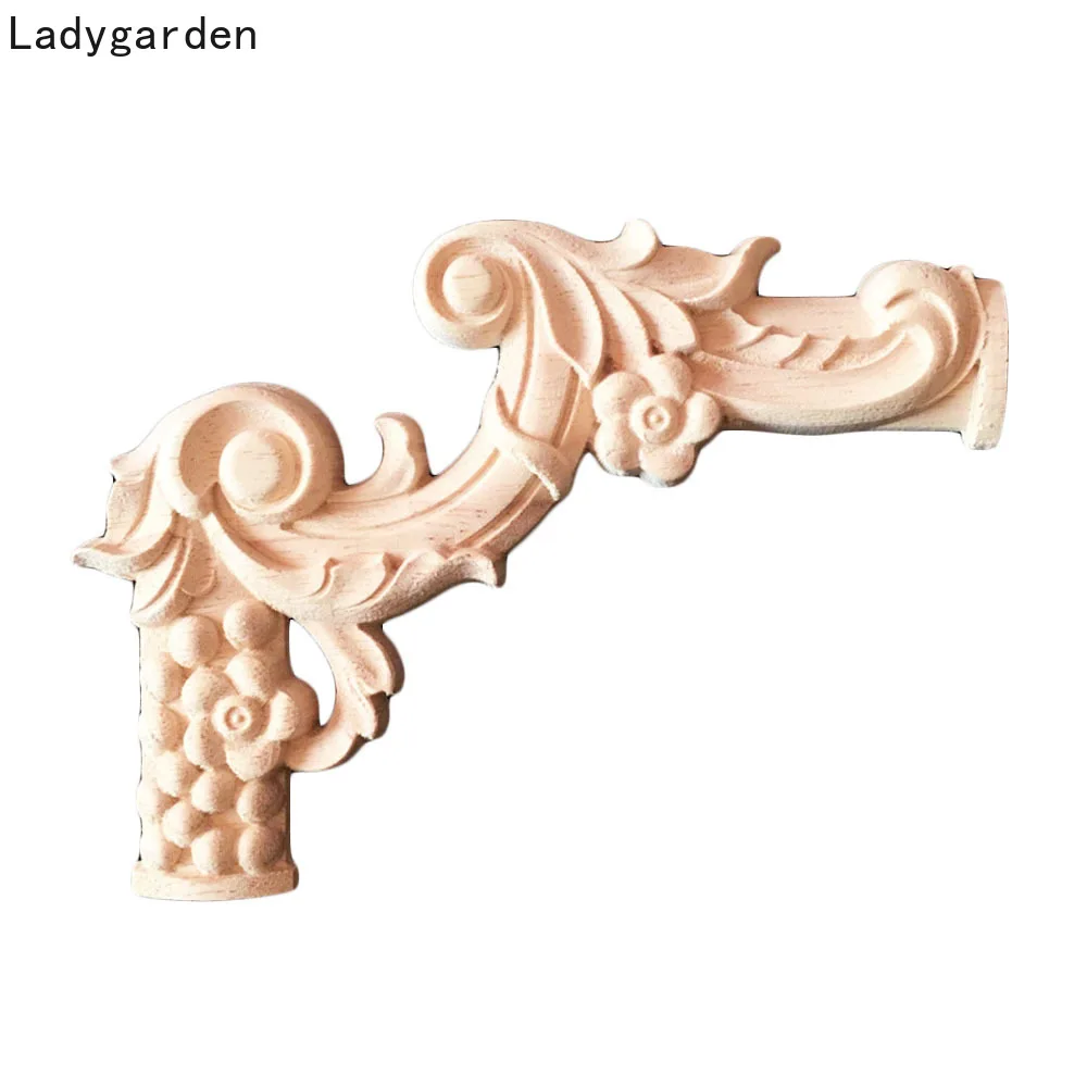 

Woodcarving Corner Decal Unpainted Wood Carved Decal Corner Onlay Applique Frame for Furniture Cabinet Door House Decoration