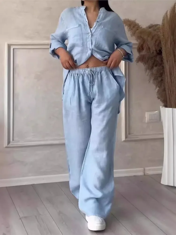 Весенне-осенняя повседневная простая рубашка с карманами и длинными рукавами