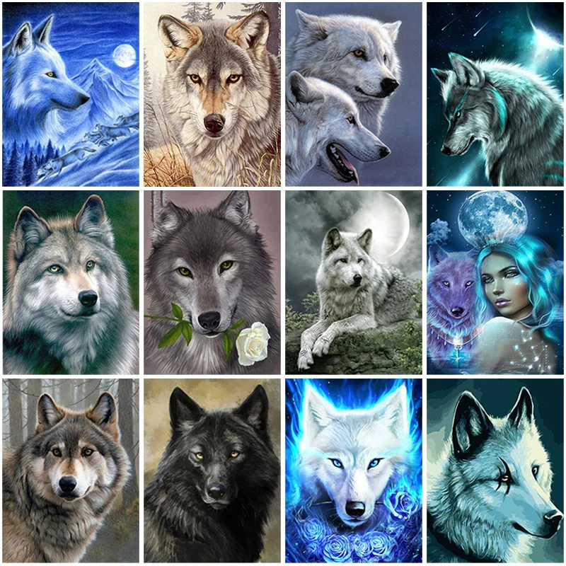 

5D Diamond Painting Wolf Animals Cross Stitch Kits Full Square Drill Embroidery Mosaic Art Picture of Rhinestones Home Decor
