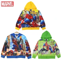 new marvel spiderman boys cotton sweatshirt jacket spring autumn kids long sleeve zip hooded coat avengers outerwear clothes