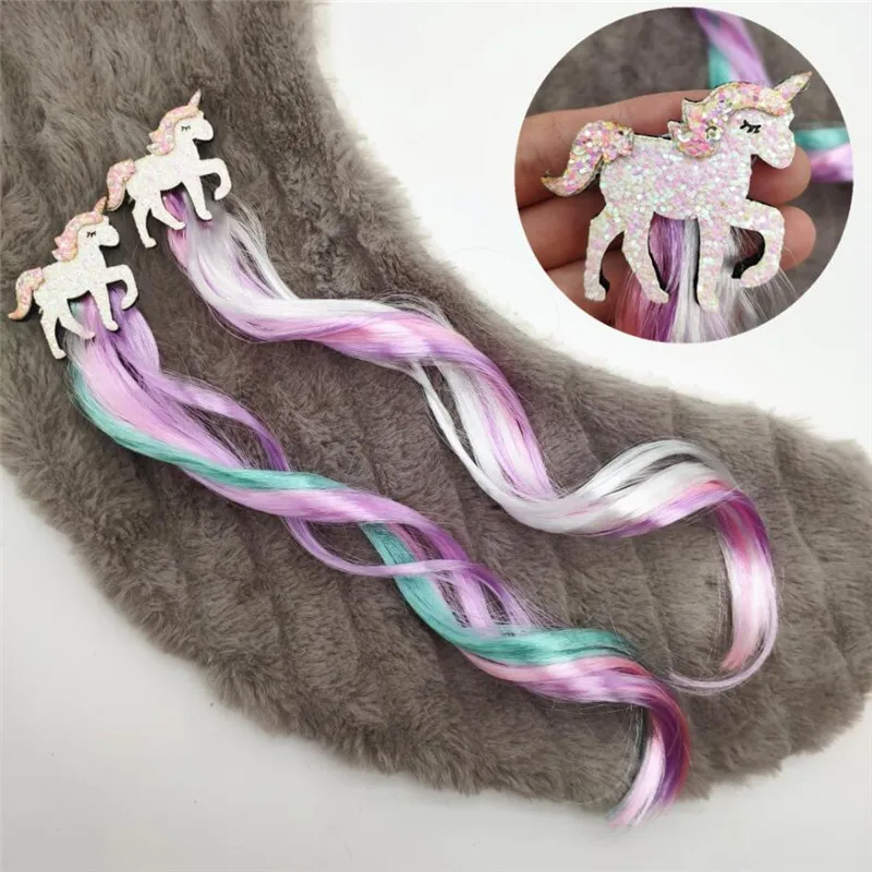 

Children Unicorn Colorful Wig Hairpins Hair Accessories Kids Girls Hairclip Fake Hair Twist Braid Headdress Hair Clips Barrettes