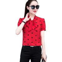 summer chiffon womens blouses short sleeve office lady top white womens tops and blouses women shirts blouses blusas de mujer