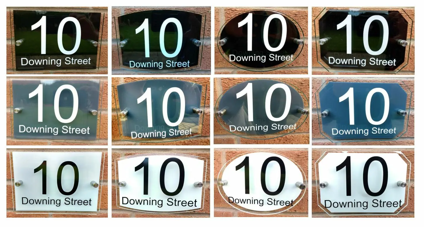 

Customize Personalised House number sign plaque GLASS EFFECT panel acrylic perspex