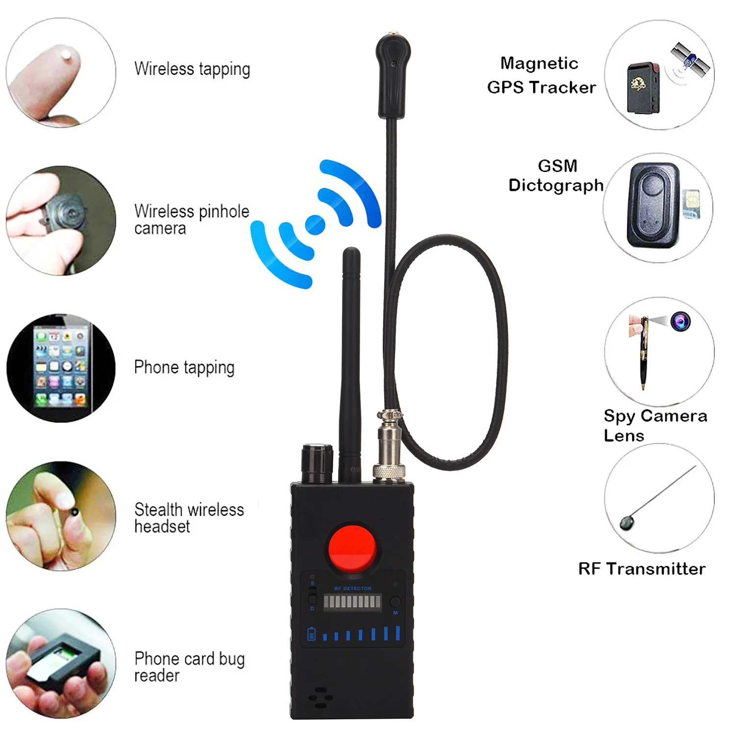 G328 Anti-Spy Detector Wireless WiFi RF Bug Detector Bug Sweeper GPS detector