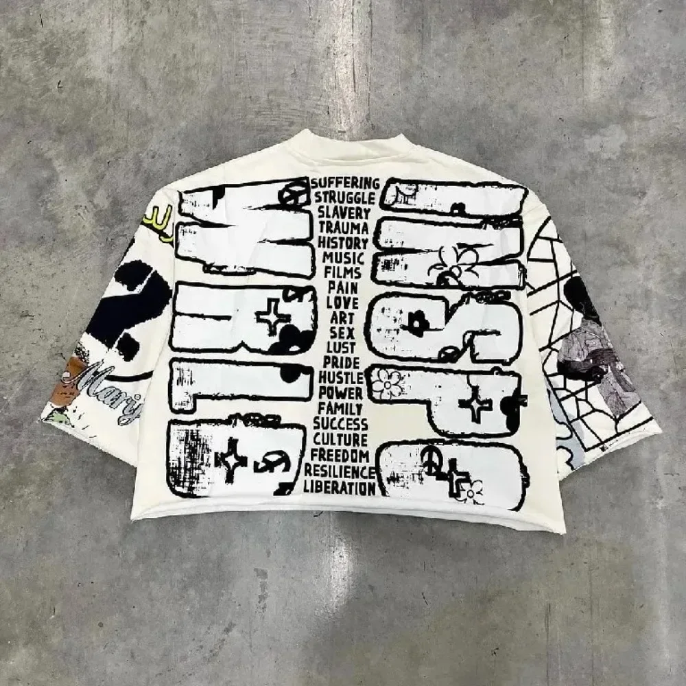 Футболка Мужская/Женская с принтом граффити модный готический Топ оверсайз в