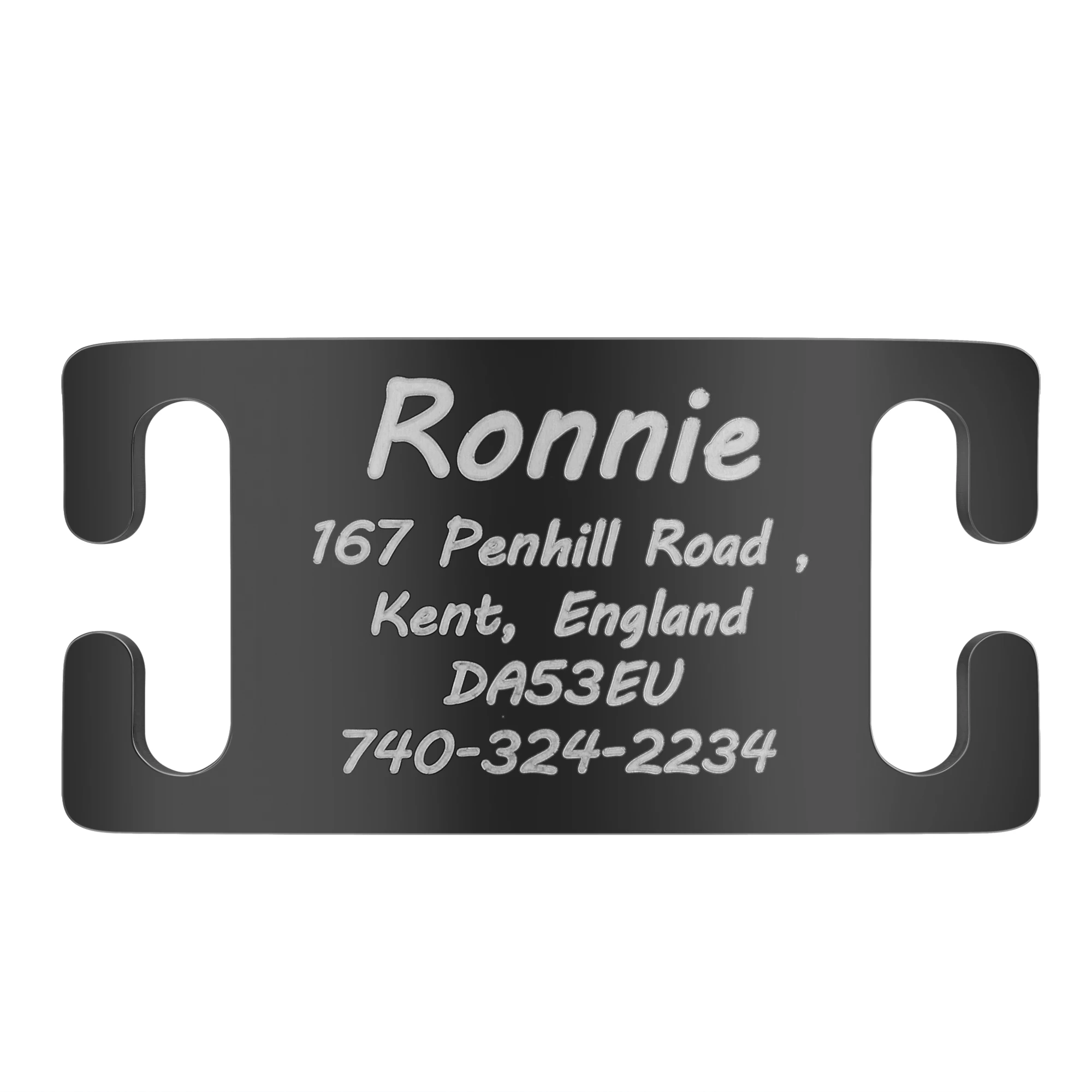 

LUKATU Stainless Steel Black Custom Engraved Pet ID Name Tag Collar Personalized For Cat Dog Nameplate Message Address ID