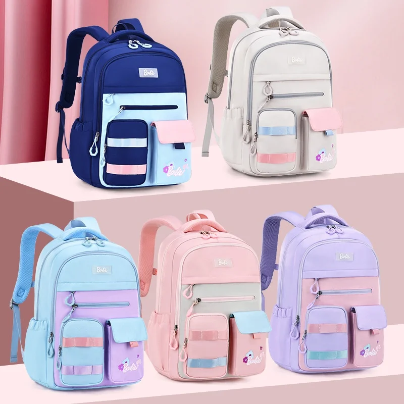 Barbi Cute Girl Simple Fashion Large Capacity Oxford Light Backpacks New Children Grade 4-6 Students Waterproof Schoolbags Hot