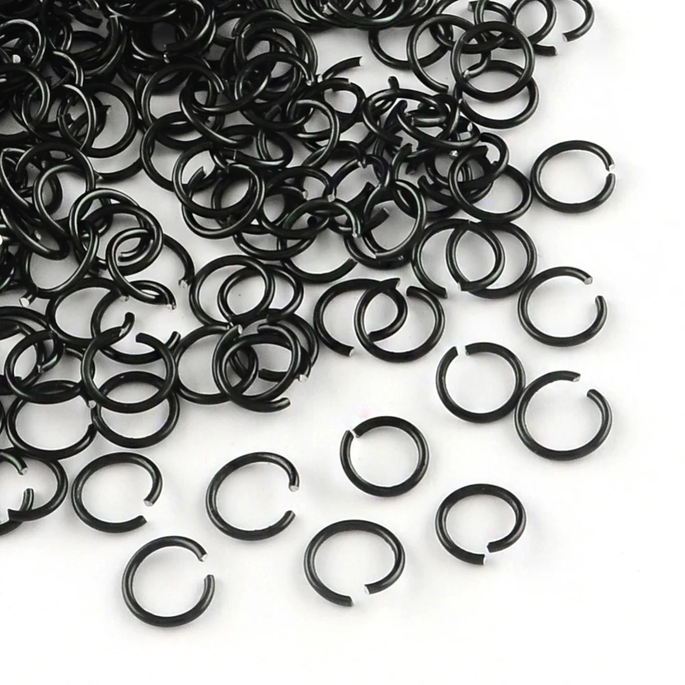 

10g Aluminum Wire Open Jump Rings Black 6x0.8mm about 430pcs/10g