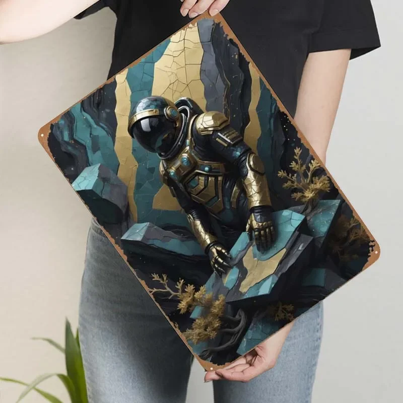 Астронавт Kintsugi абстрактный металлический постер Ретро металлическая фотография