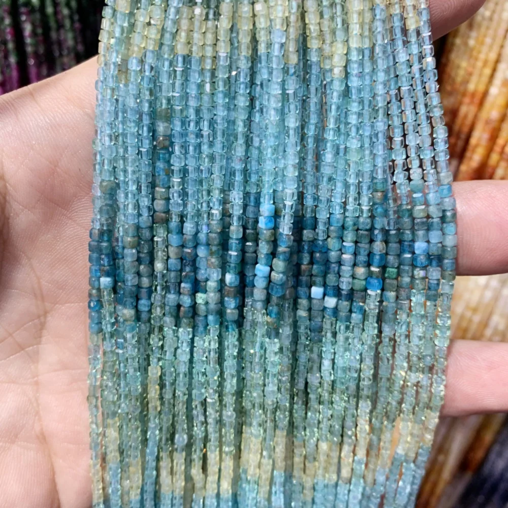 Натуральные граненые бусины 2x2 мм из турмалина лазурита агата кубика квадратный