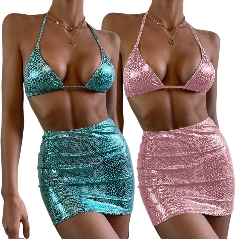 

Women Bikini Slim Beachwear Set Sexy Swimsiut Small Chest Bathing Suit Cover Gathered Wrap Swimming Bathing Suit with Cover Ups
