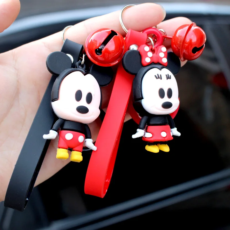 

Милый мультяшный брелок для ключей из мультфильма Disney, ПВХ кукла, подвеска-колокольчик, брелок для ключей, рюкзак, шнурок, подарок для пары, Д...