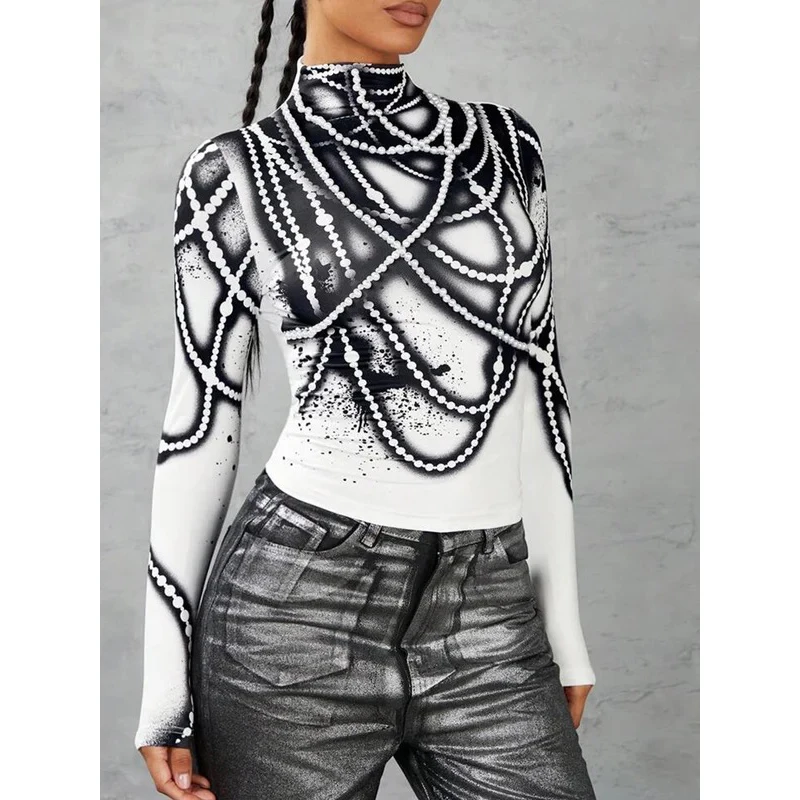 Женские облегающие Топы Tinaa с длинным рукавом модные футболки в полоску высоким