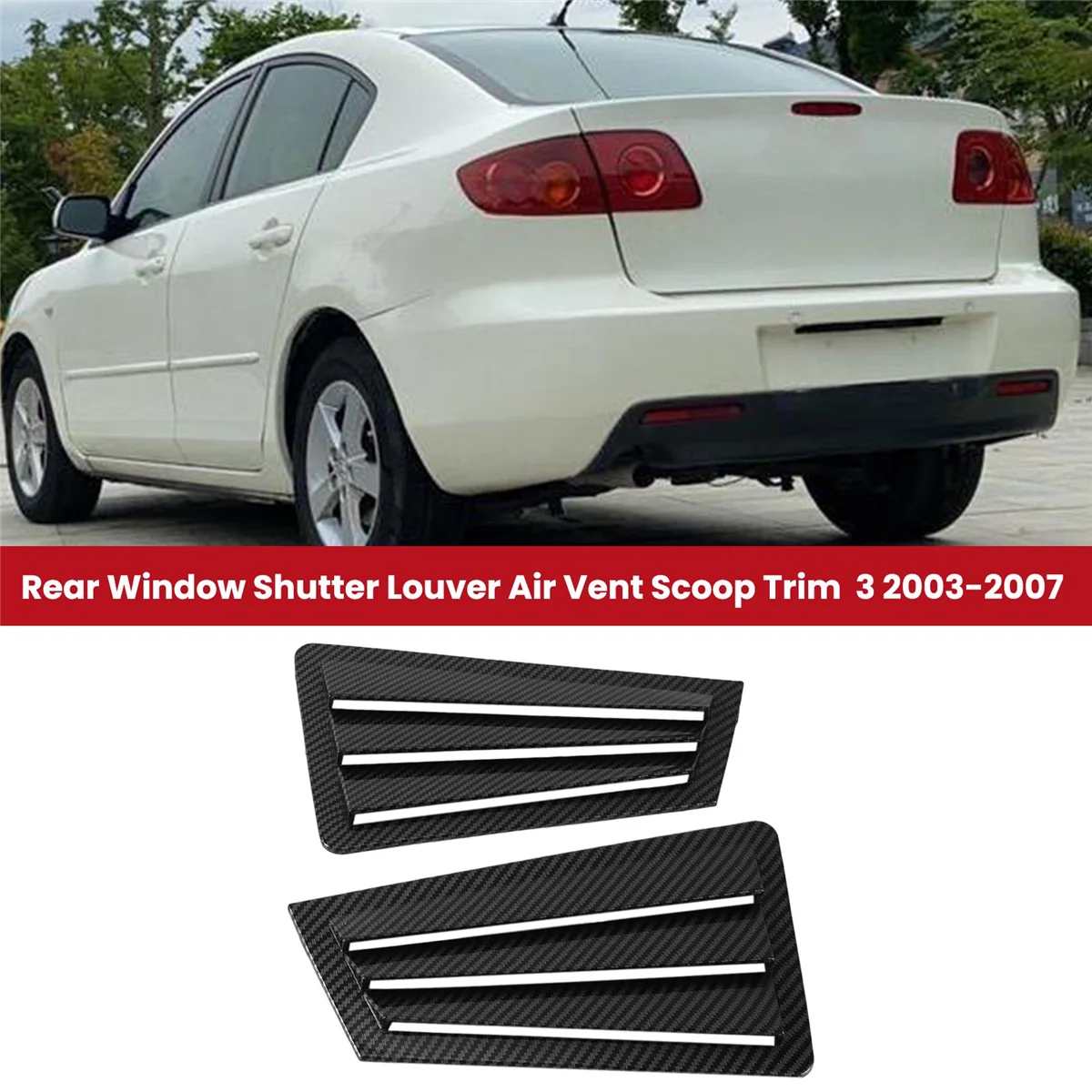 

1Pair Car Rear Window Shutter Trim Cover for 3 2003-2007 Side Louver Scoop Spoiler Deflector A